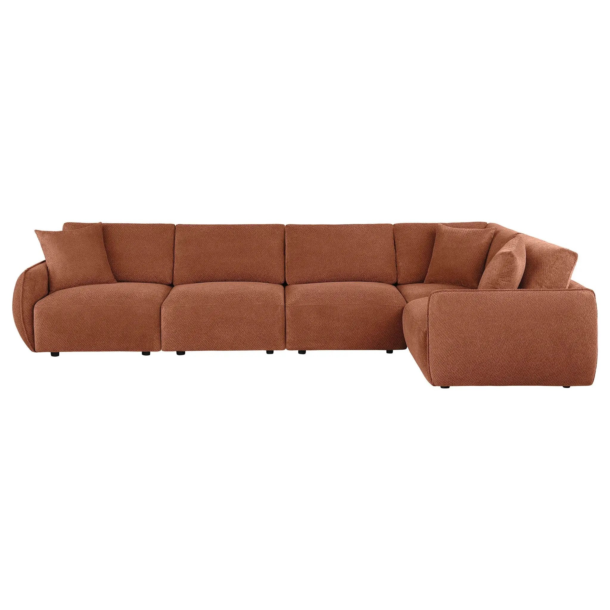 Elysia 5-piece Chenille Upholstered Modular Sectional Sofa Coral by Unique Piece Furniture