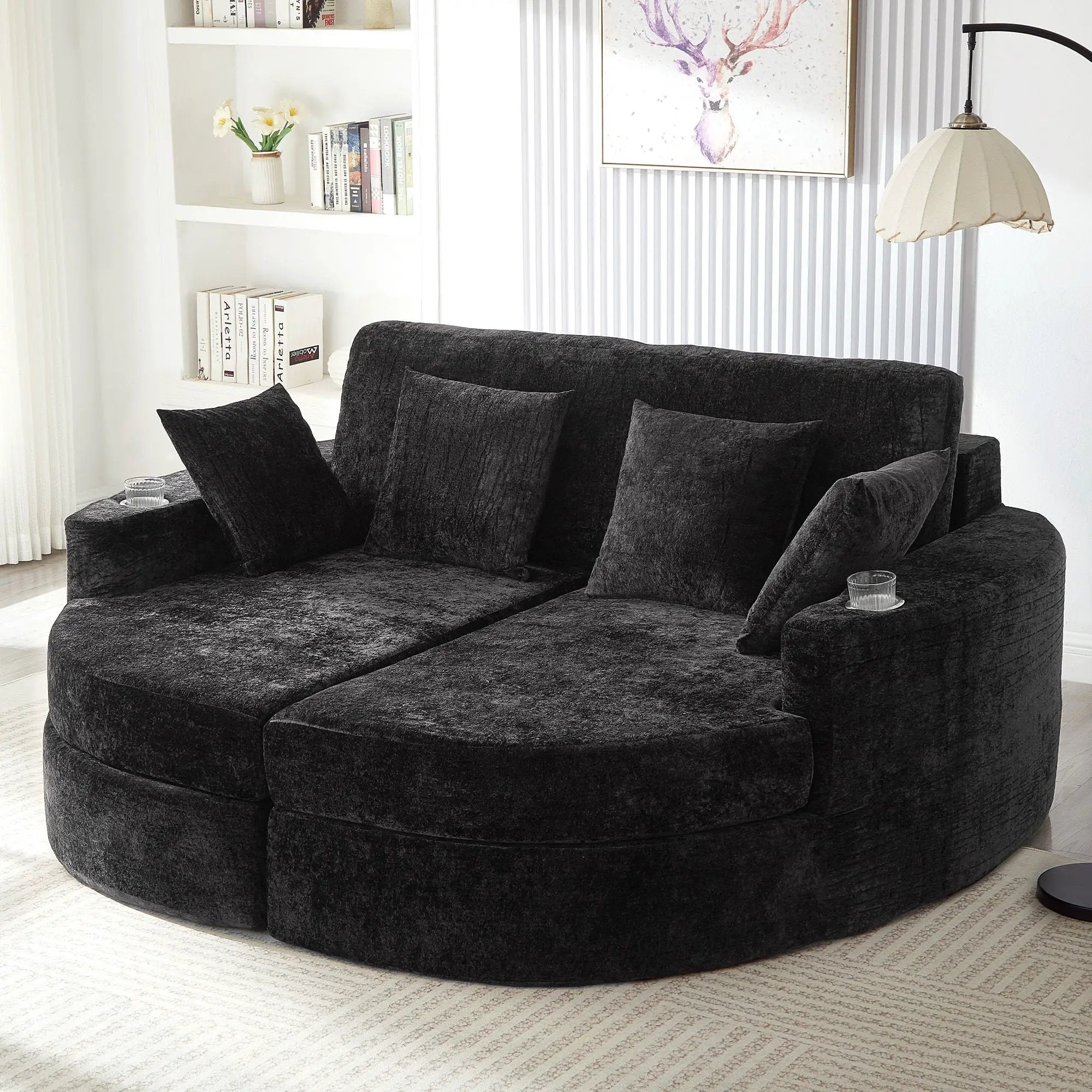 Boneless Design Upholstered Sofa Bed With Cup Holders by Unique Piece Furniture