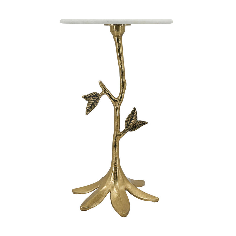 Leafy Branch Side Table with Marble Top - Gold Finish, photo 3 of 10