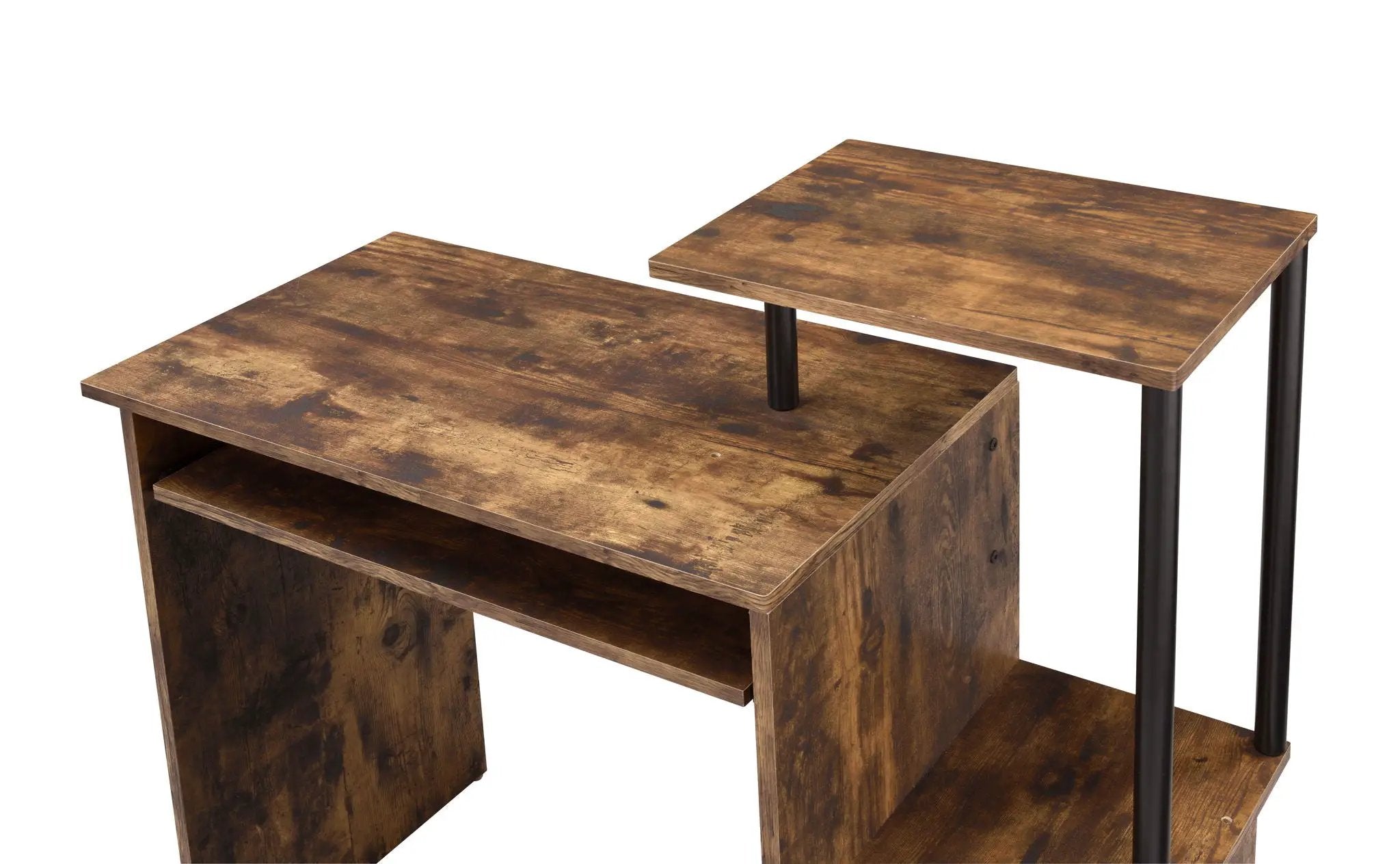 Lyphre Computer Desk - Weathered Oak / Black by HouseOfZazla