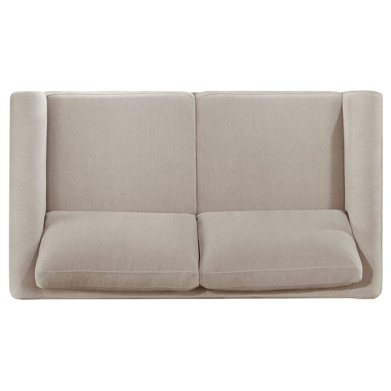 Islington Fabric Upholstered Panel Arm Loveseat Taupe, photo 2 of 7