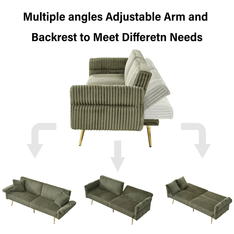 Luxury Foldable Double Sofa Bed With Folding Armrests by Unique Piece Furniture