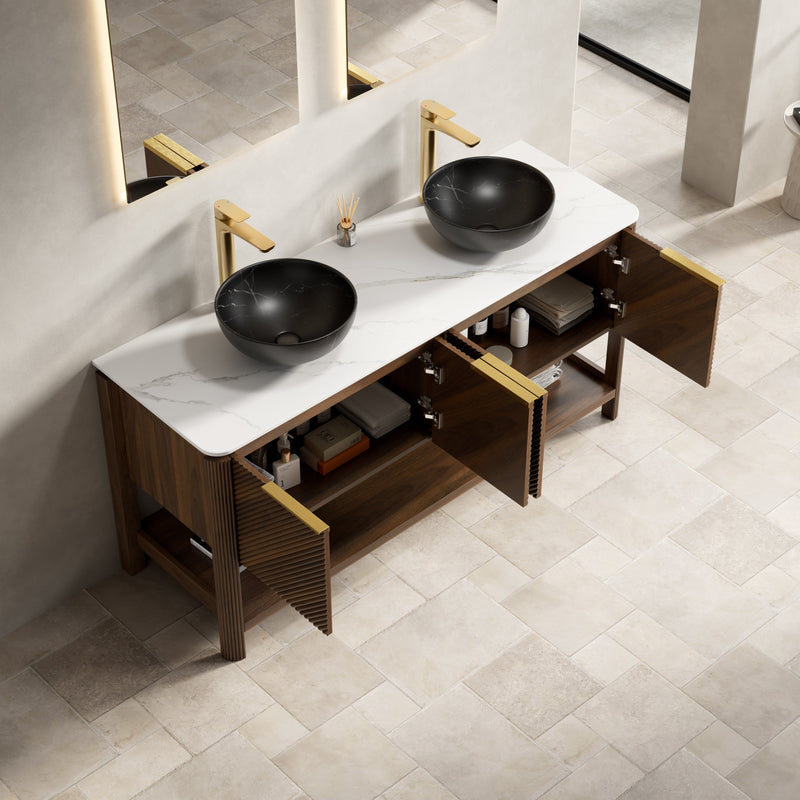Indigo 60" Bathroom Vanity with Sinter Stone Countertop by HouseOfZazla