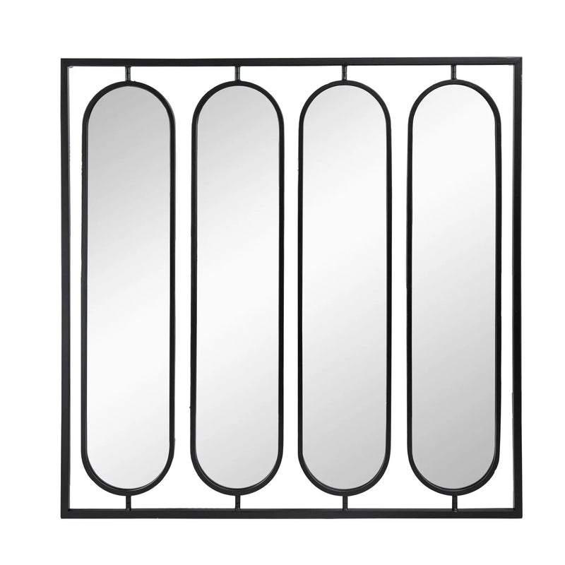 Large 4 Oval Wall Mirror With Square Frame, Home Decor For Living Room, Bedroom, Entryway, Office - Black by Unique Piece Furniture