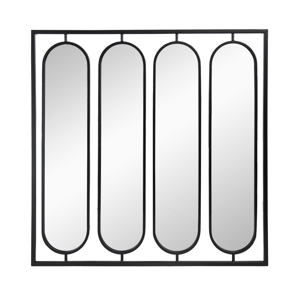 Large 4 Oval Wall Mirror with Square Frame - Black, photo 3 of 8