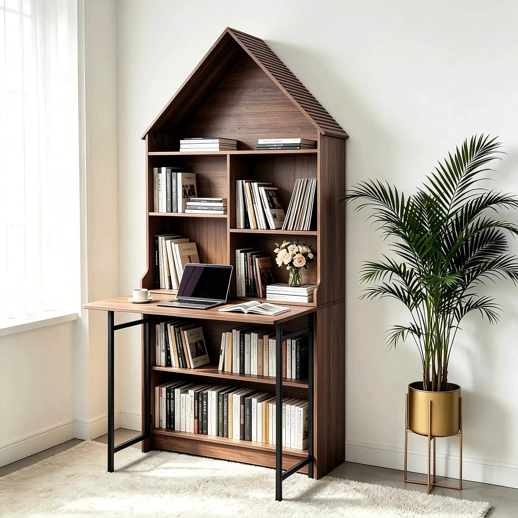 Folding Craft Desk with Storage Shelves by HouseOfZazla