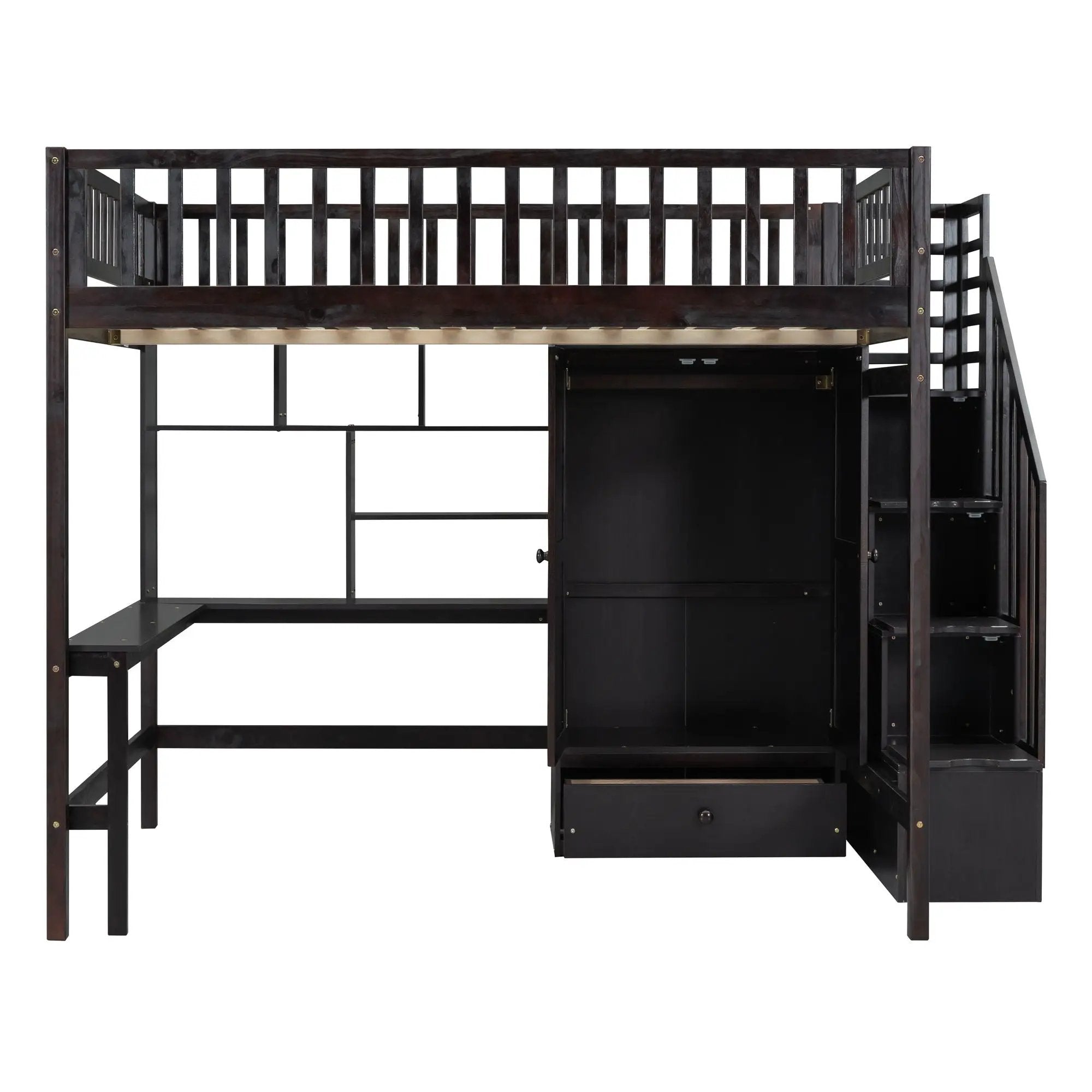 Loft Bed With Bookshelf, Drawers, Desk, And Wardrobe by Unique Piece Furniture