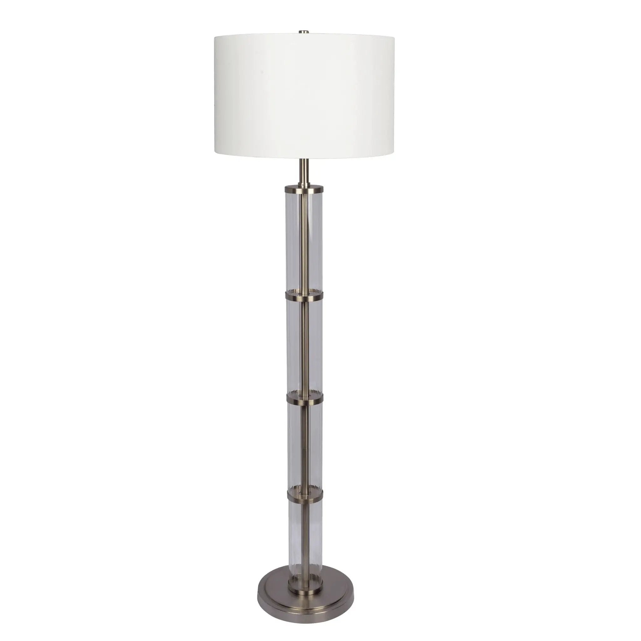 Nimbus - Floor Lamp With 3 Way Rotary Switch Clear Body Base - Silver Gray / White by Unique Piece Furniture