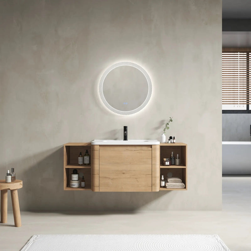 52" Wall-Mounted Bathroom Vanity with Ceramic Sink by HouseOfZazla