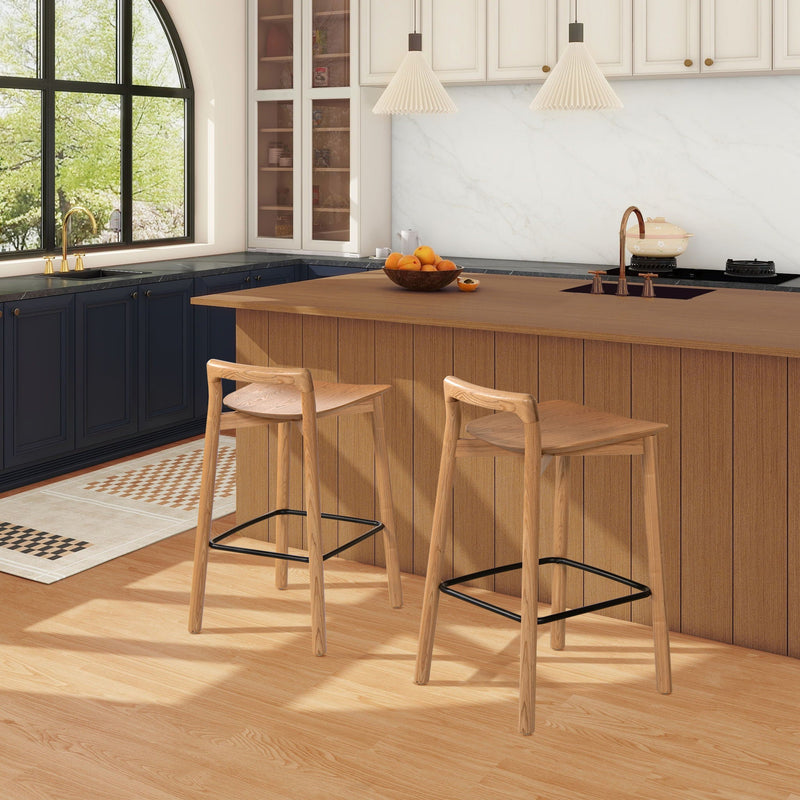 Sven - Modern Minimalist Low Back Counter Stool - Natural Blonde Ash by HouseOfZazla