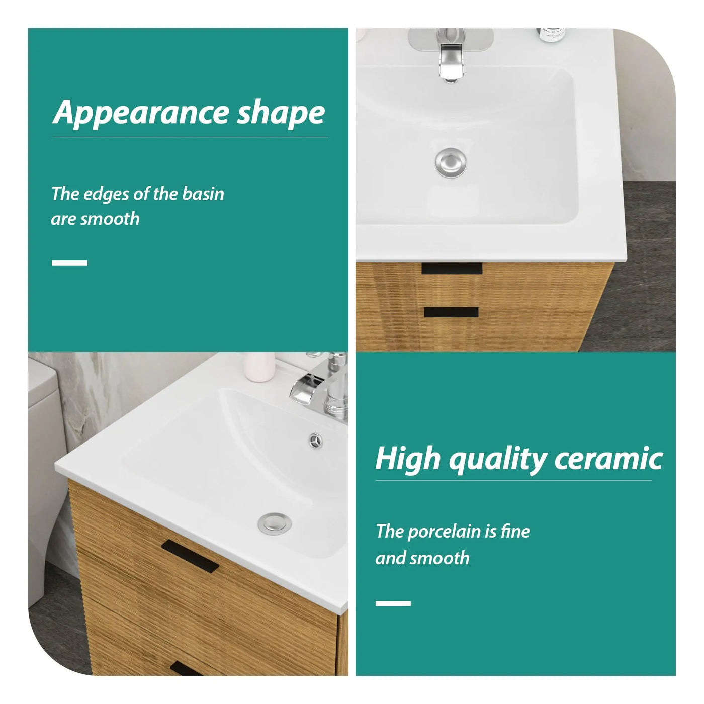 Rectangular Single Vanity Top With 1 Faucet Hole And Overflow Ceramic by HouseOfZazla
