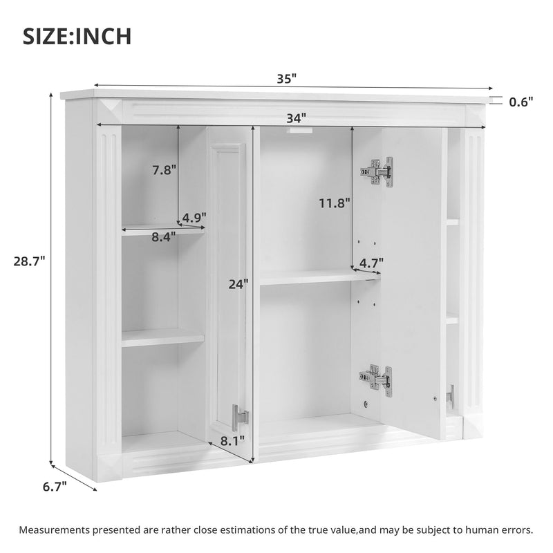 Wall-Mounted Medicine Cabinet with Adjustable Shelf - Soft-Closing Hinges - White, photo 2 of 4