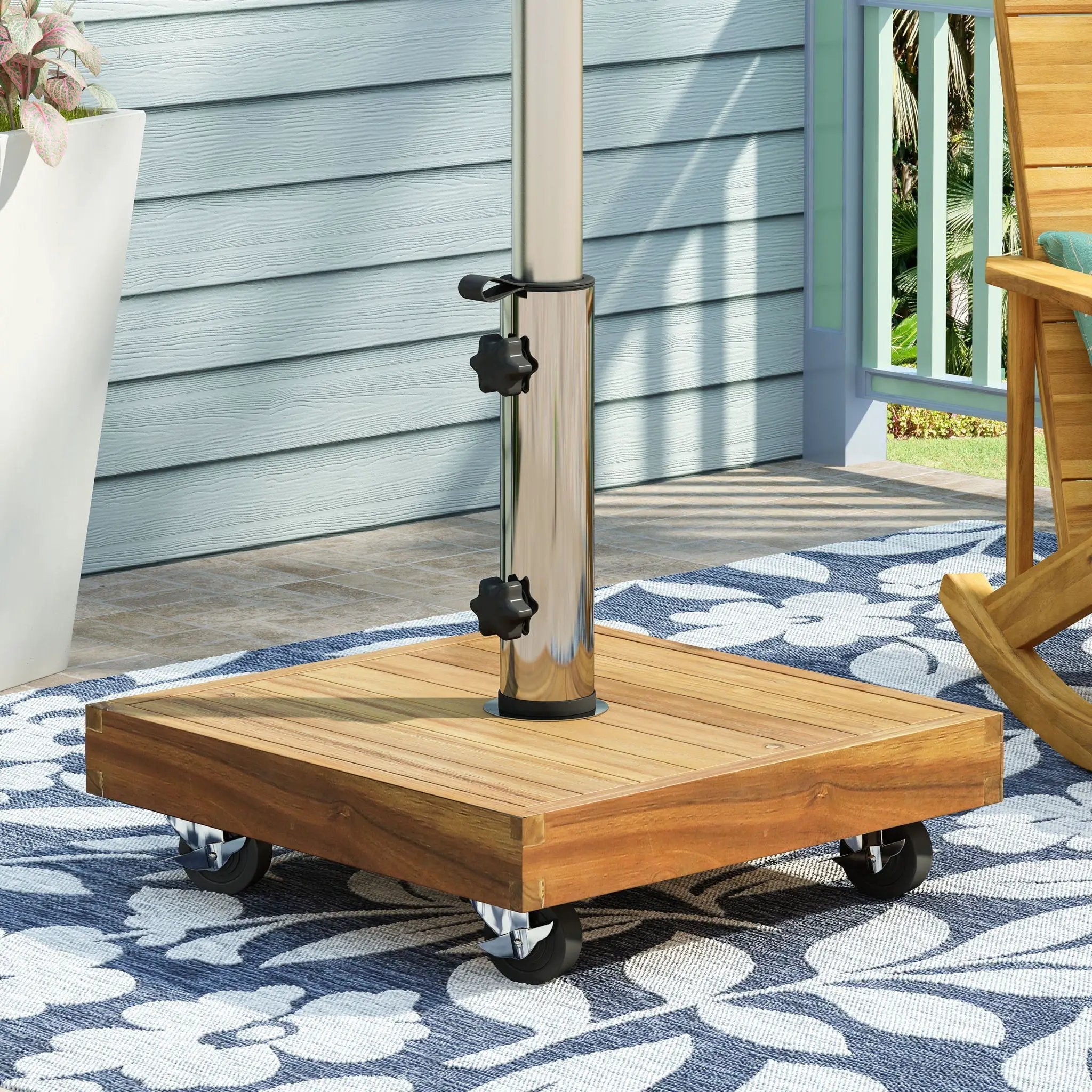 Ralph Square Umbrella Base - Teak by HouseOfZazla