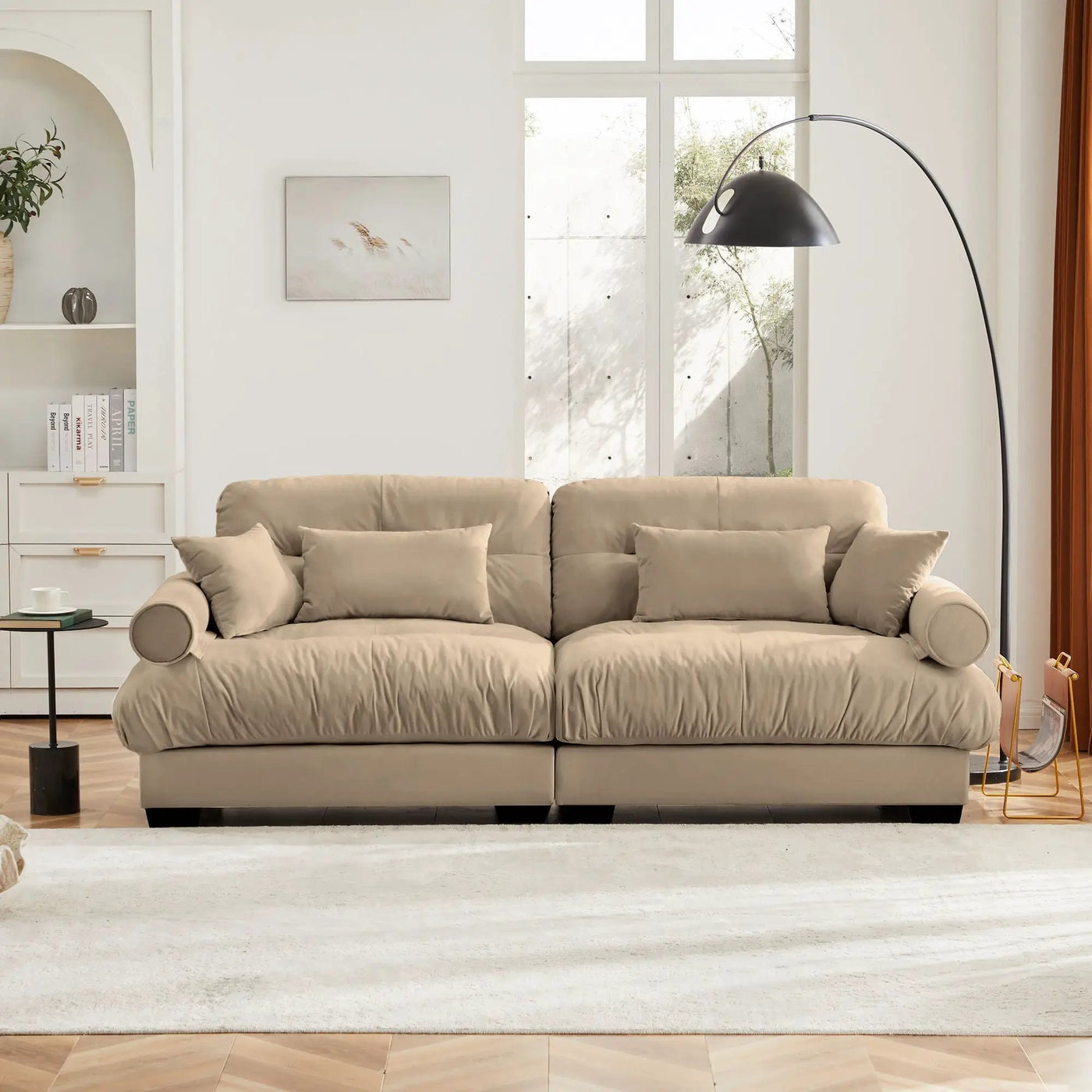 Modern Oversize Sofa With Cloud Like Comfort, Featuring Waist And Throw Pillows by HouseOfZazla
