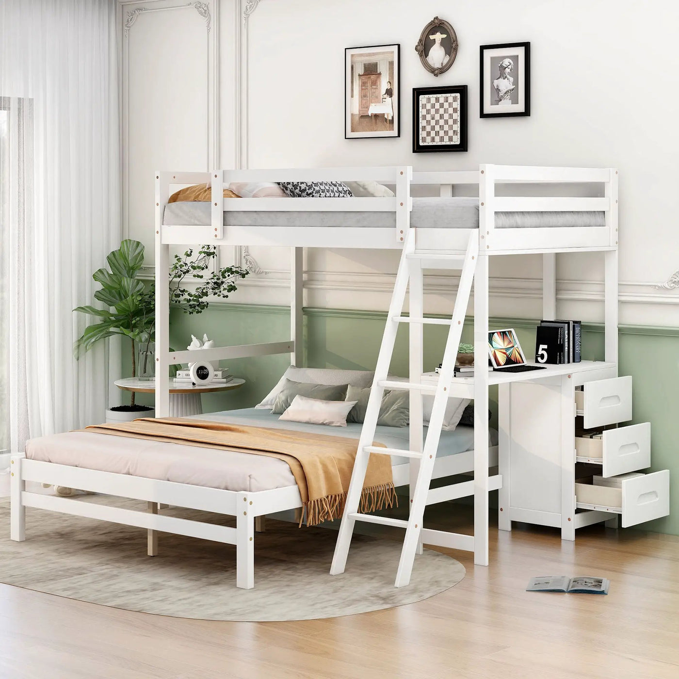 Bunk Bed With Built In Desk And 3 Drawers by HouseOfZazla