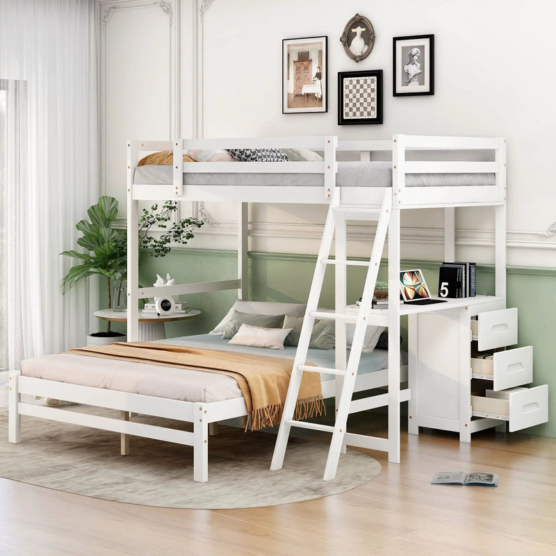 Bunk Bed With Built In Desk And 3 Drawers by Unique Piece Furniture