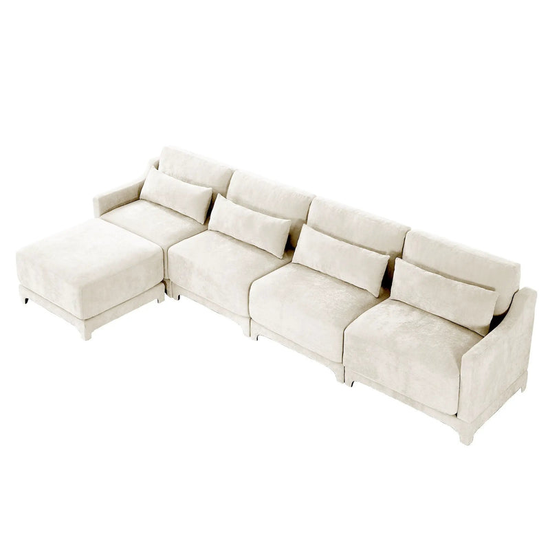 Stylish Sofa With Ottoman And Lumbar Pillows, Ergonomic Design by HouseOfZazla