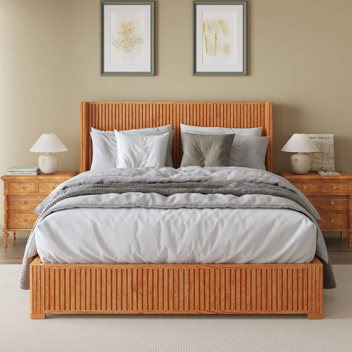 Platform Bed Frame With Headboard, Floor Standing Design by HouseOfZazla
