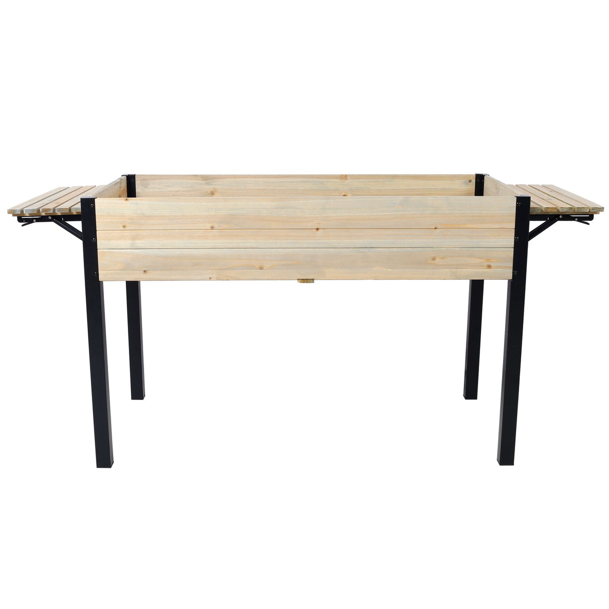 Raised Garden Bed with Metal Legs and Folding Storage Shelf - Light Brown or Beige, photo 2 of 8