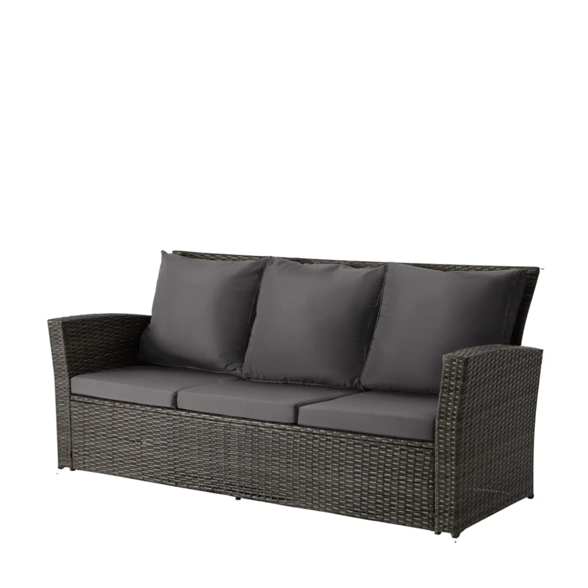 All-Weather Wicker 3 Seat Patio Sofa With Thick Cushions by HouseOfZazla
