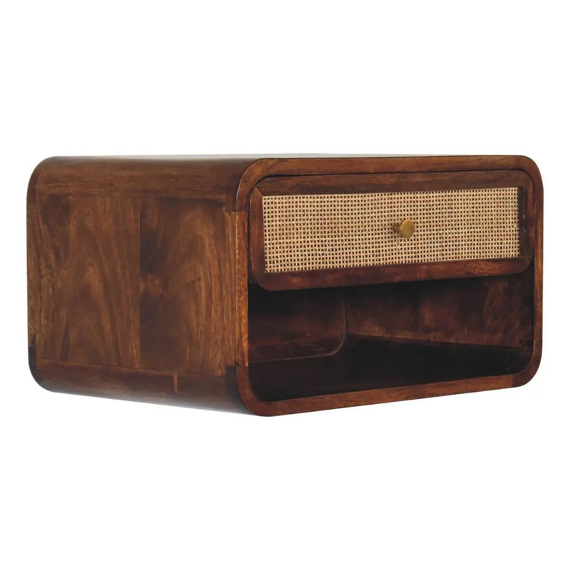 Wall Mounted Open Woven Bedside Table - Chestnut by HouseOfZazla