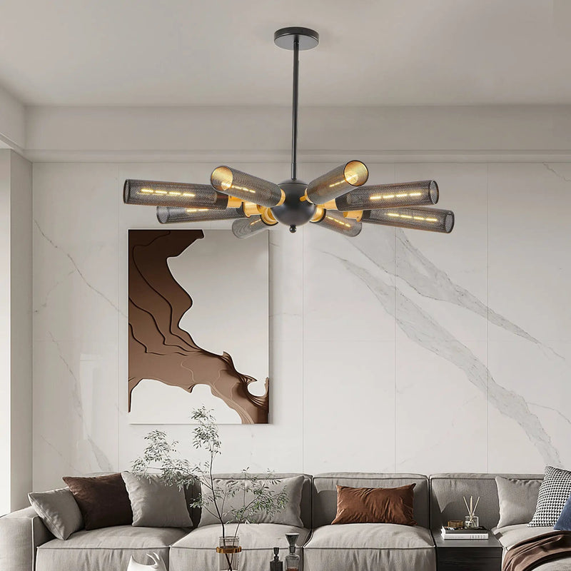 34' Modern Industrial Sputnik 8-Light Chandelier by HouseOfZazla