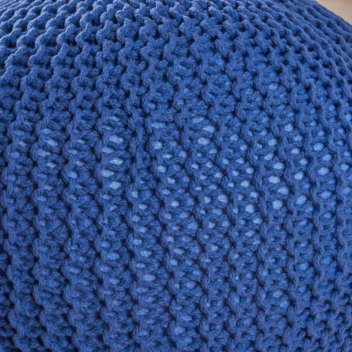 Bordeaux Knitted Cotton Round Pouf - Versatile Ottoman and Floor Cushion by HouseOfZazla
