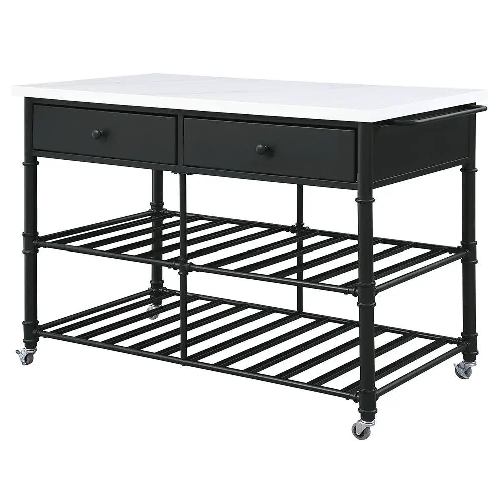 Emery - Kitchen Island - White Cultured Marble Top & Gray by Unique Piece Furniture