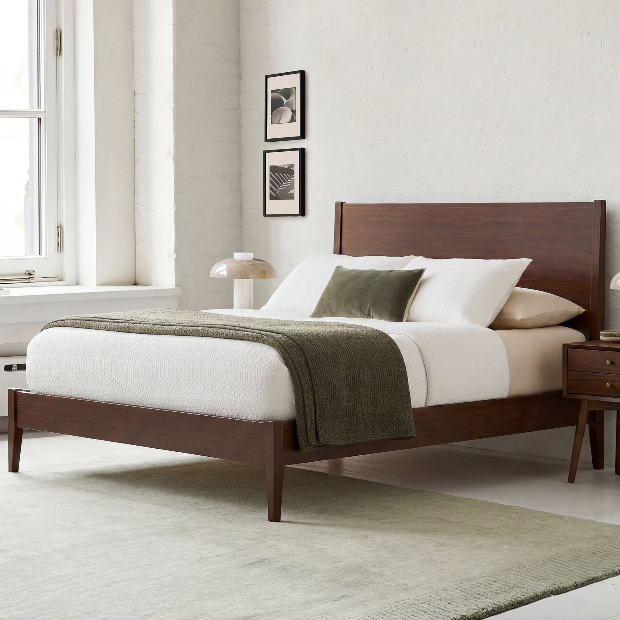 Mid-Century Modern Solid Bamboo Wood King Size Platform Bed by HouseOfZazla