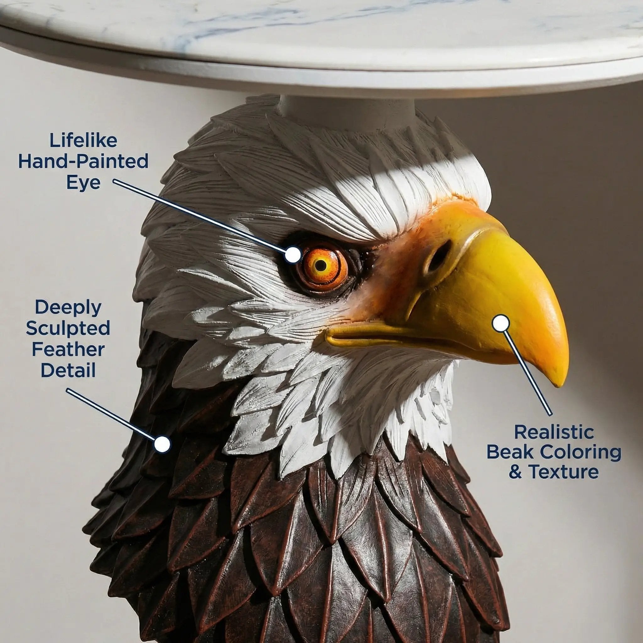 Eagle Head Accent Table Animal Statue End Table by HouseOfZazla