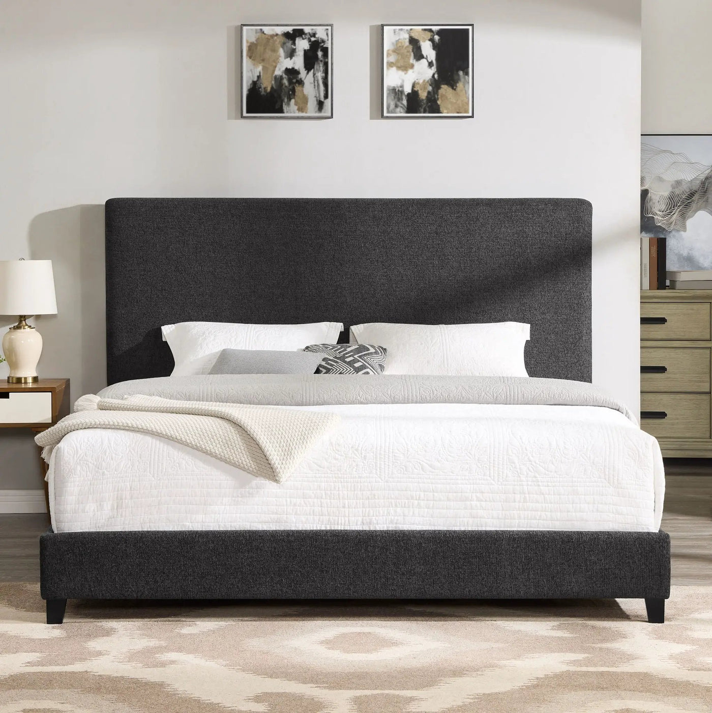 Platform Bed & Upholstered Headboard by HouseOfZazla
