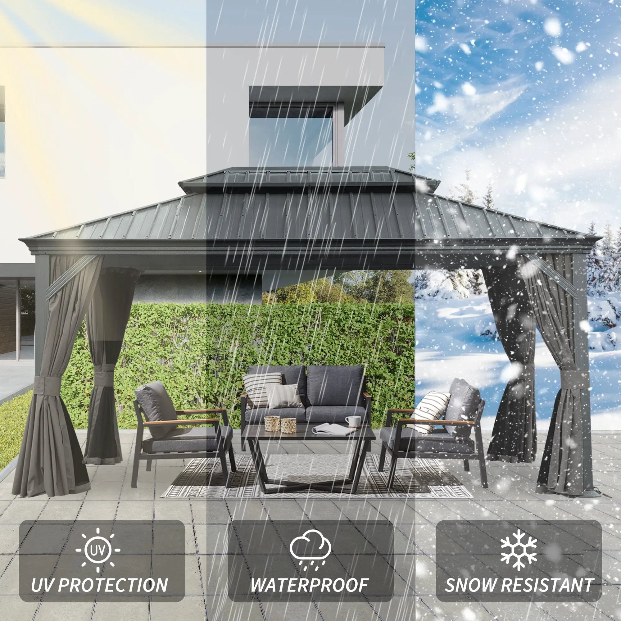 12' x 16' Hardtop Gazebo with Dual-Layer Roof by HouseOfZazla