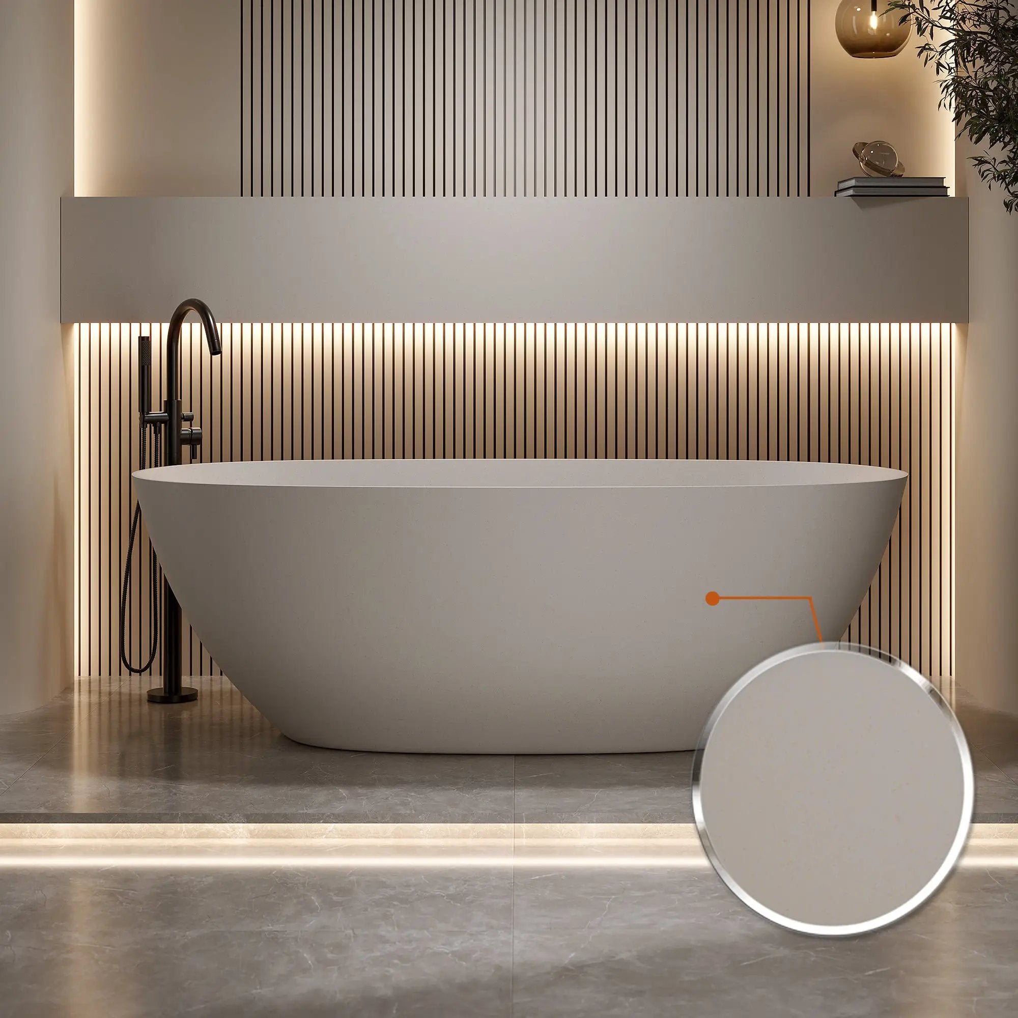 69'' Freestanding Bathtub Resin Stone Soaking Bathtub by HouseOfZazla