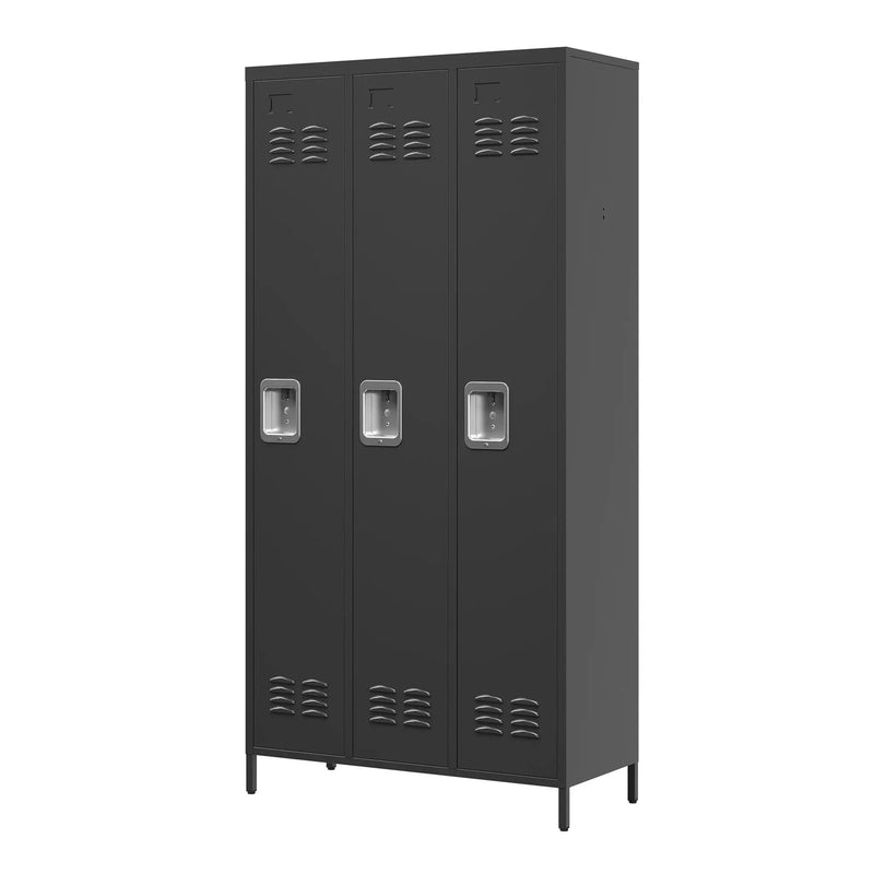 Storage Locker Cabinet With Locks For Employees, Home Gym Office School Garage - Black by HouseOfZazla