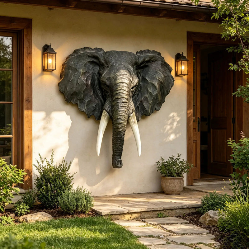 15.75" Wide Realistic Elephant Head Wall Sculpture by HouseOfZazla