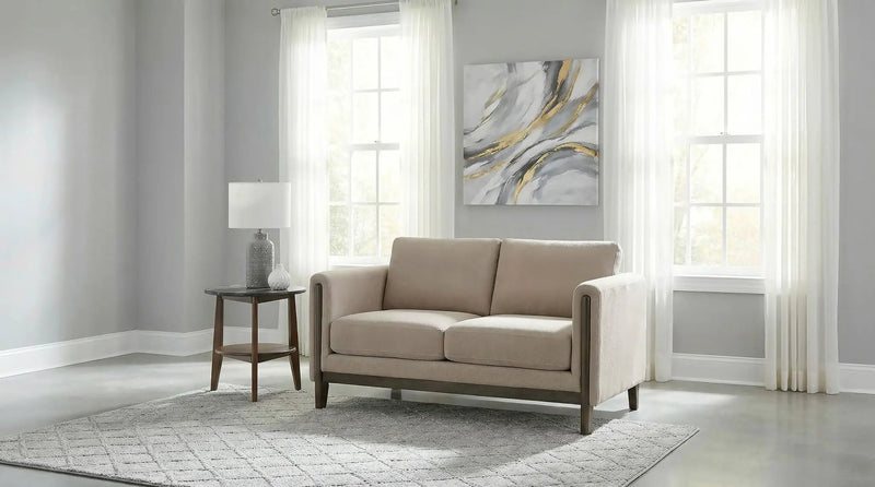 Islington Fabric Upholstered Panel Arm Loveseat Taupe by Unique Piece Furniture