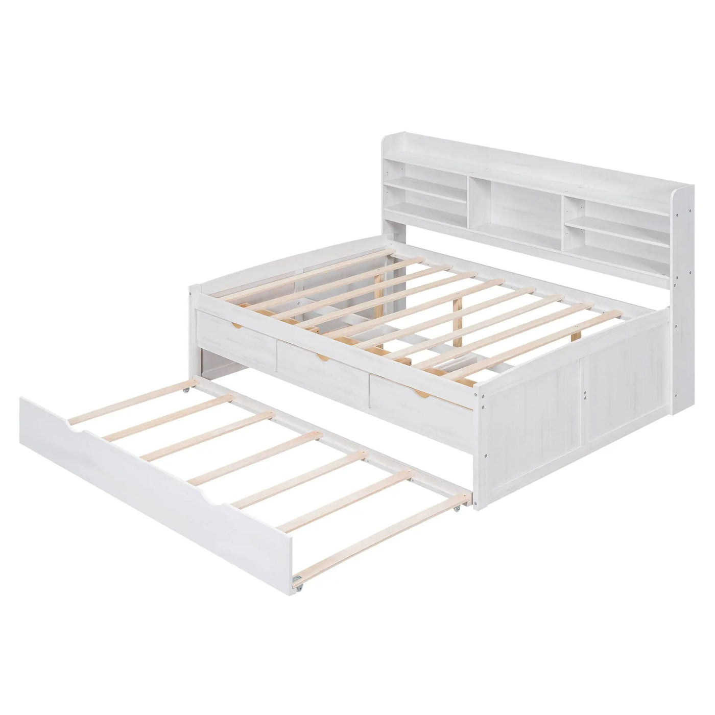 Captain Bed With Built In Bookshelves, 3 Storage Drawers, And Trundle by HouseOfZazla