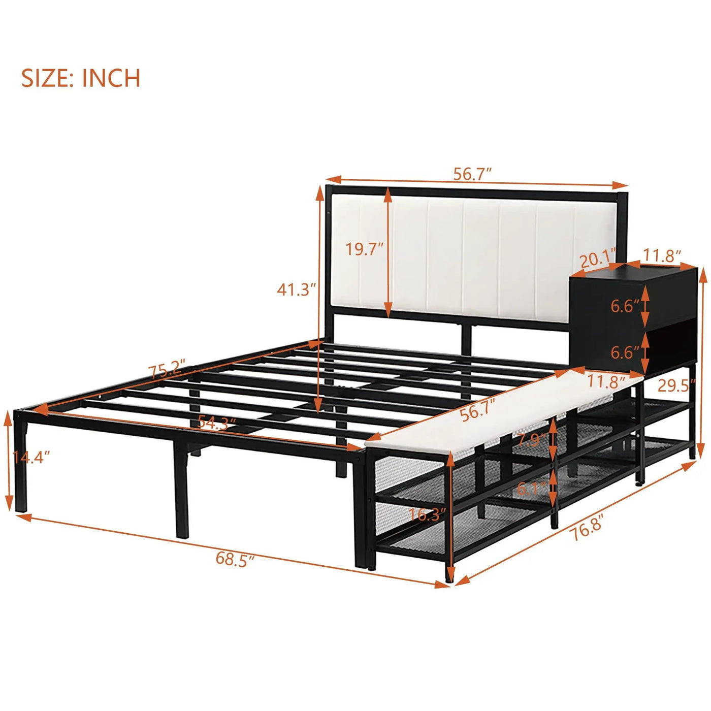 Platform Bed With 2 Tier Storage Shelves, Storage Cabinet by HouseOfZazla