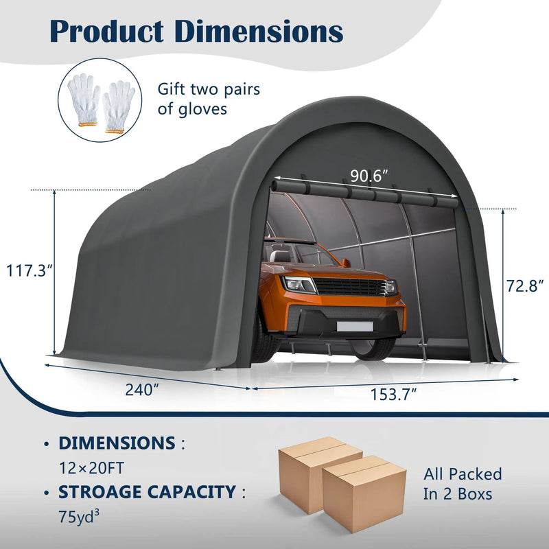 Heavy-Duty 12x20 FT Carport Canopy by HouseOfZazla