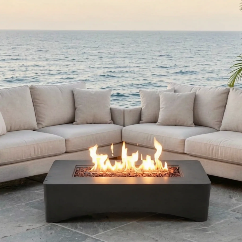 56" Propane Fire Pit Table, Rectangular Outdoor Gas Fire Pit by HouseOfZazla