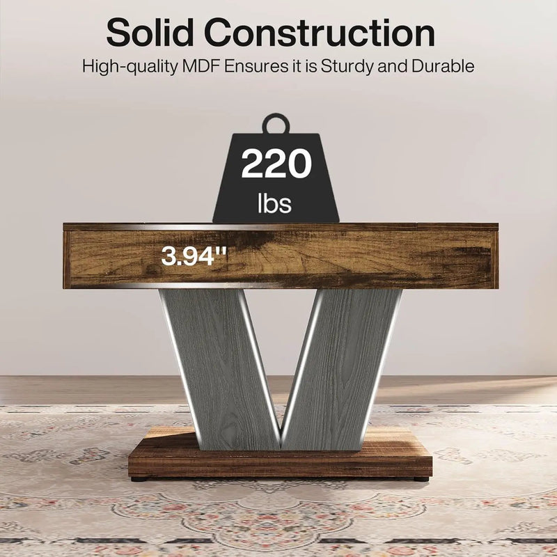 Square Coffee Table With Crisscross Base - Brown / Black by HouseOfZazla