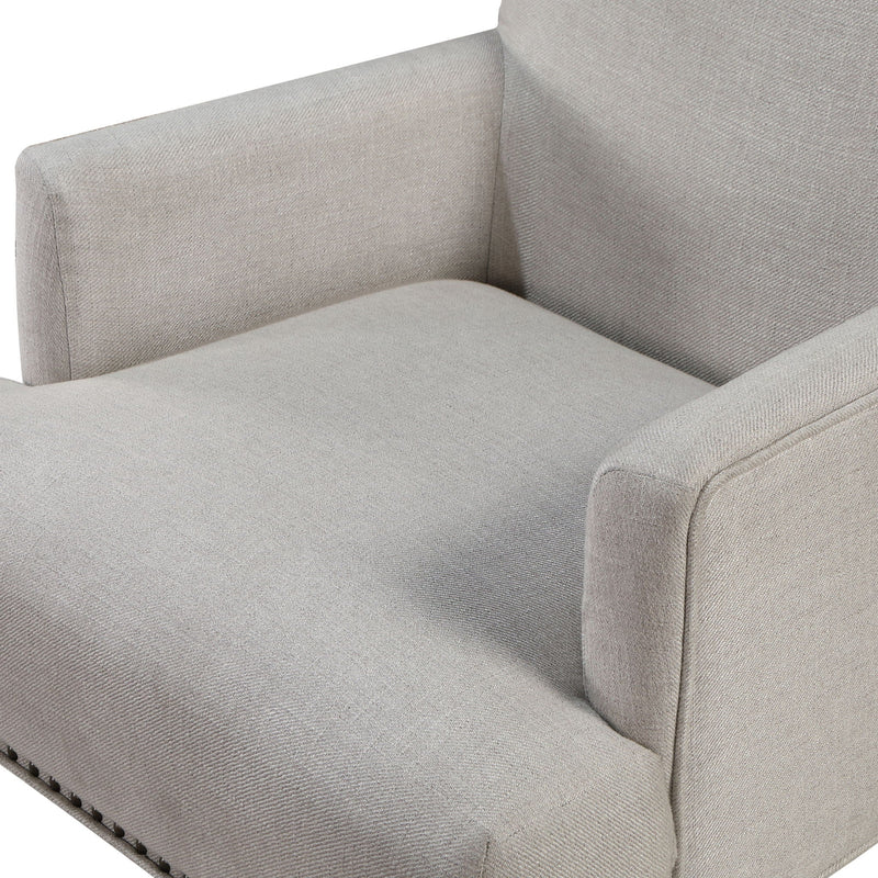 Alice - Upholstered Arm Chair With Nailheads - Beige by HouseOfZazla