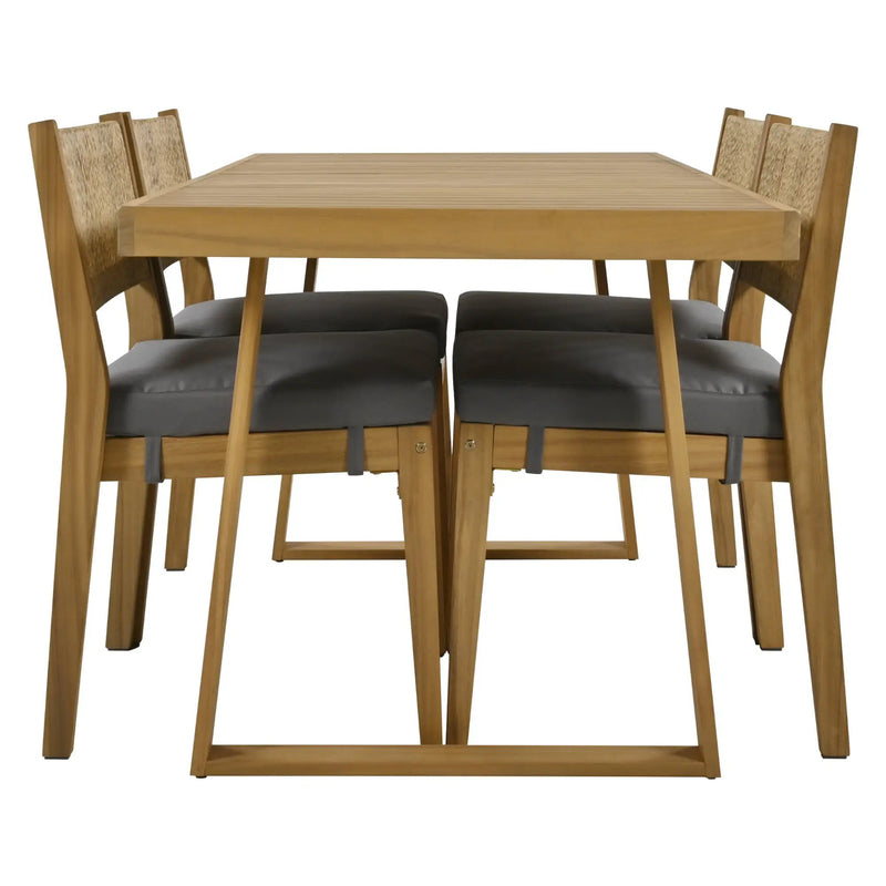 U_Style Multi-Person Outdoor Acacia Wood Dining Table and Chair Set by HouseOfZazla