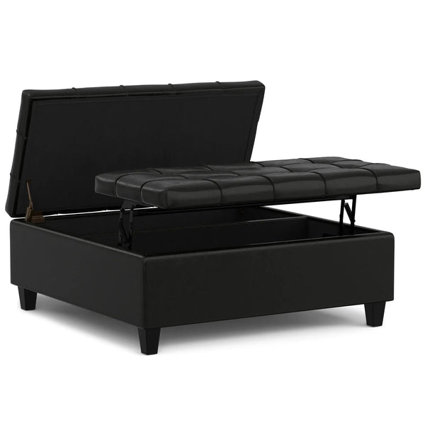 Harrison - Large Square Coffee Table Storage Ottoman - Black, photo 2 of 5