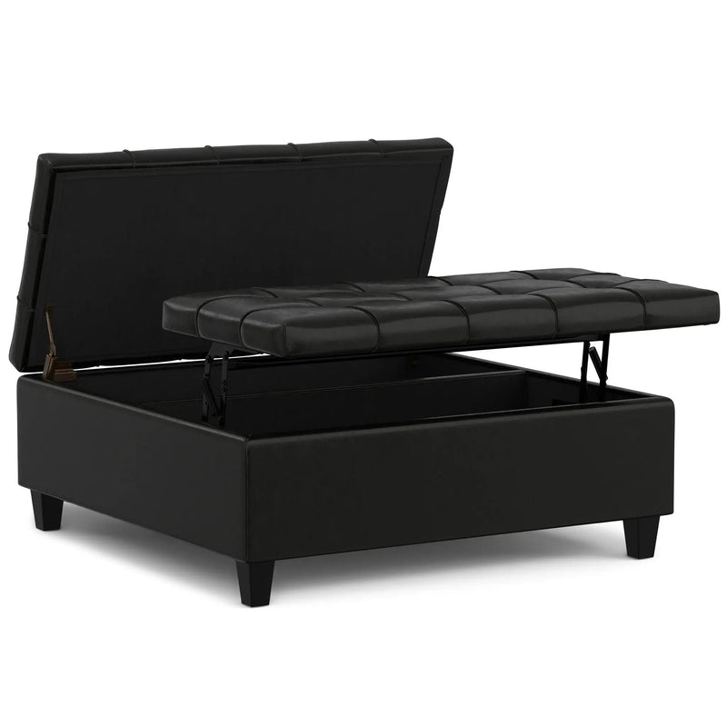 Harrison - Large Square Coffee Table Storage Ottoman - Black by Unique Piece Furniture