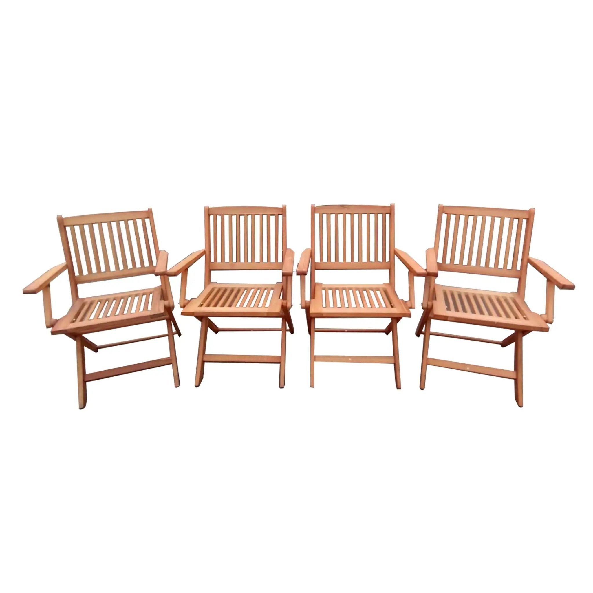Foldable Patio Dining Set With 4 Folding Chairs For Indoor And Outdoor Use - Teak by HouseOfZazla