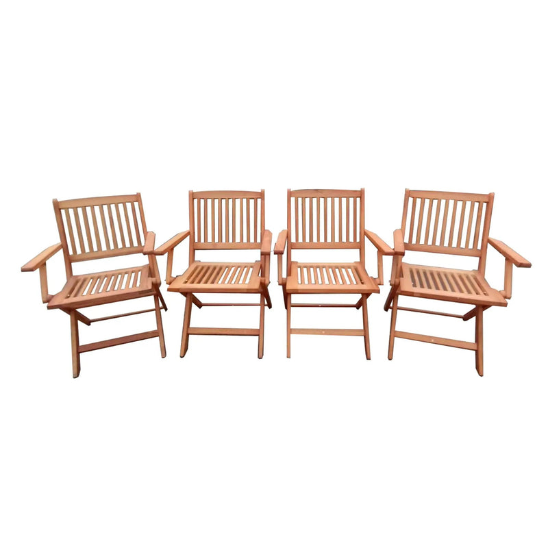 Foldable Patio Dining Set With 4 Folding Chairs For Indoor And Outdoor Use - Teak by Unique Piece Furniture