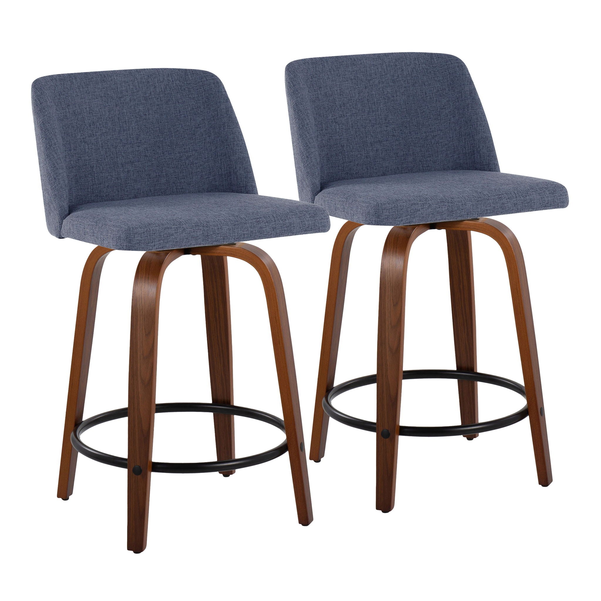 Toriano - Mid Century Modern, Fixed Height Counter Stool & Swivel And Round Footrest (Set of 2) by HouseOfZazla