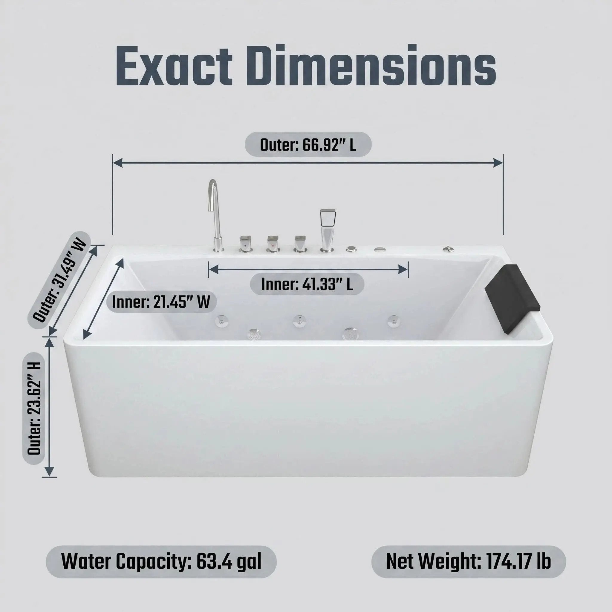 67-Inch Single-Person Luxury Whirlpool Bathtub by HouseOfZazla