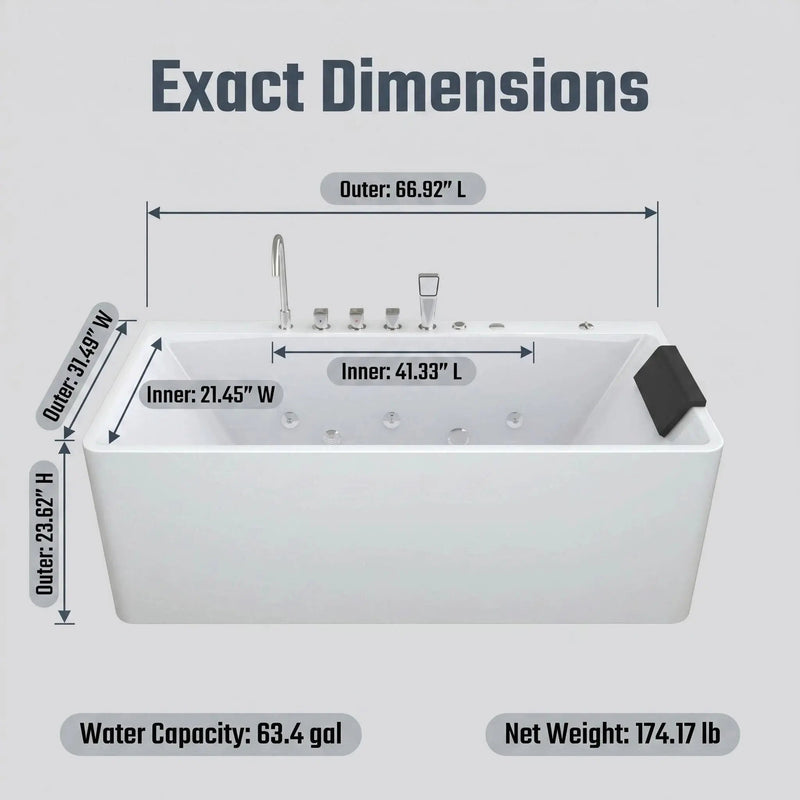 67-Inch Single-Person Luxury Whirlpool Bathtub by HouseOfZazla